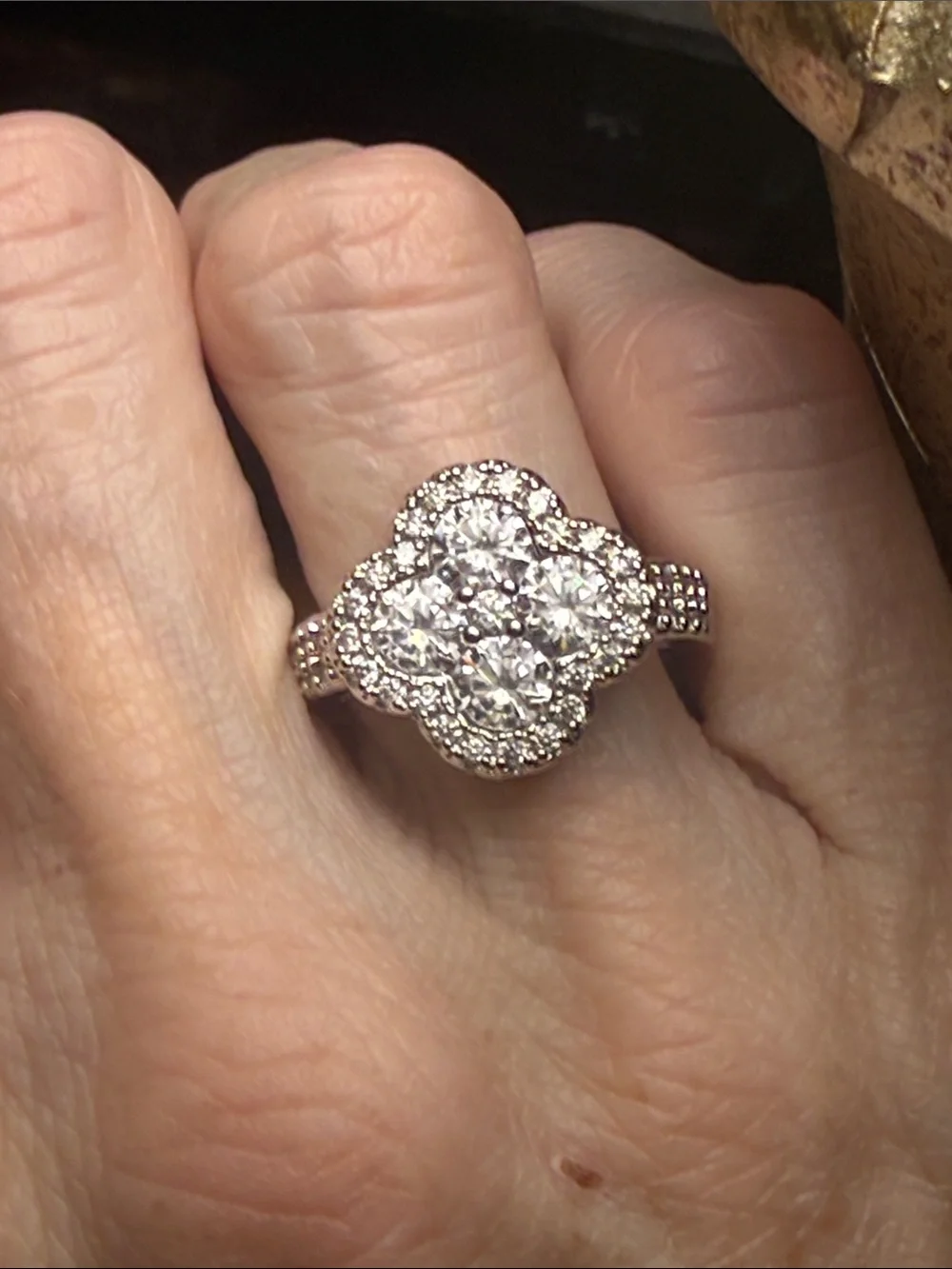 3CT Elegant GRA CERTIFIED MOISSANITE DIAMOND Cluster Flower Ring in Silver